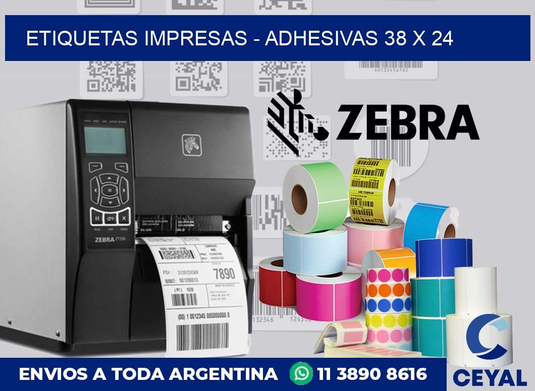 etiquetas impresas - Adhesivas 38 x 24