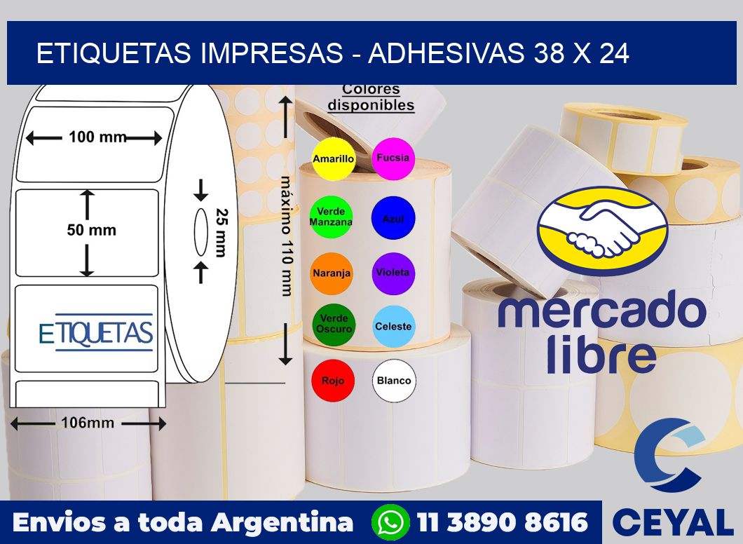 etiquetas impresas - Adhesivas 38 x 24