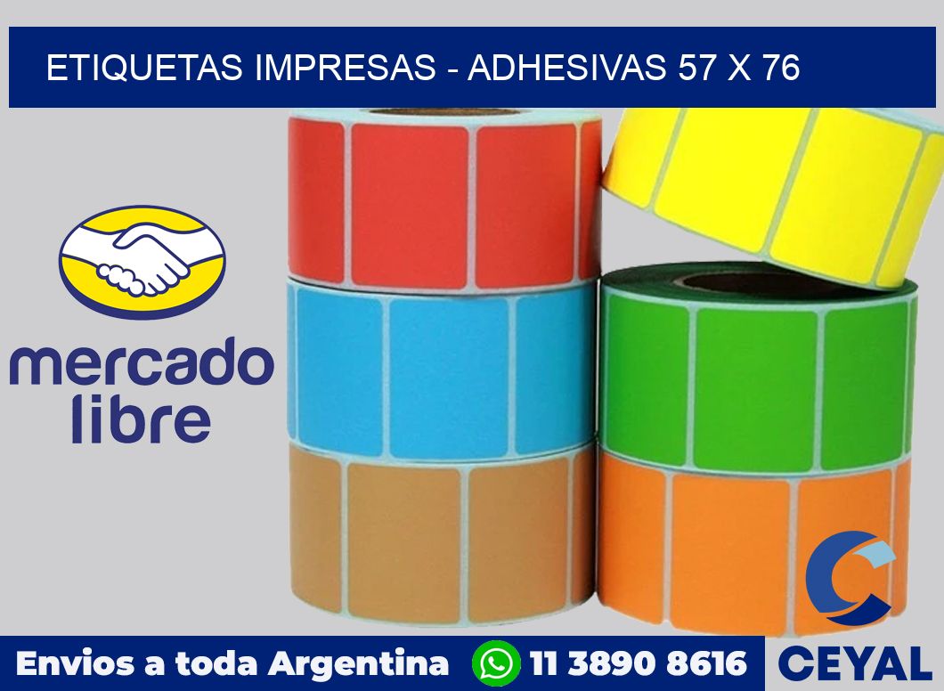 etiquetas impresas - Adhesivas 57 x 76