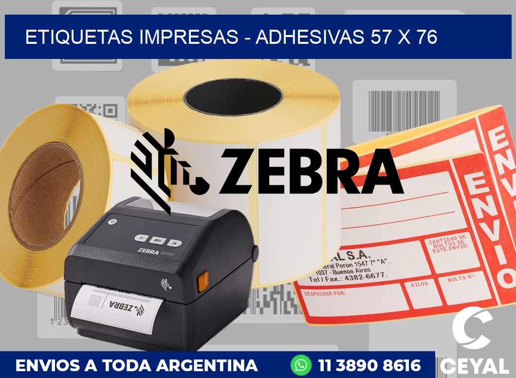 etiquetas impresas - Adhesivas 57 x 76