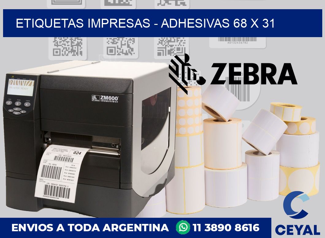 etiquetas impresas - Adhesivas 68 x 31