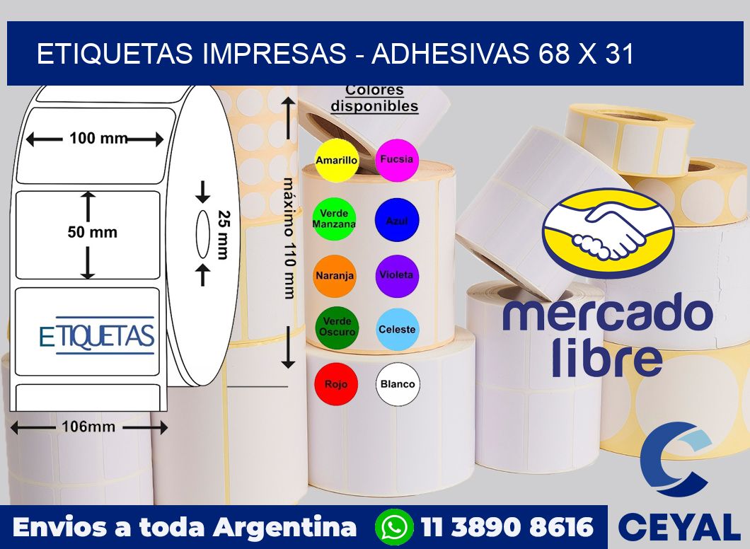 etiquetas impresas – Adhesivas 68 x 31