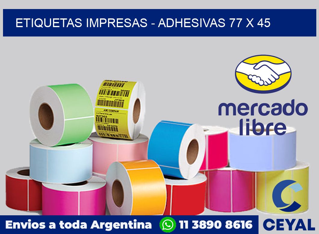 etiquetas impresas - Adhesivas 77 x 45