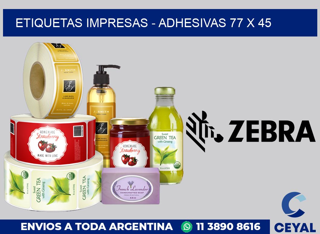 etiquetas impresas - Adhesivas 77 x 45