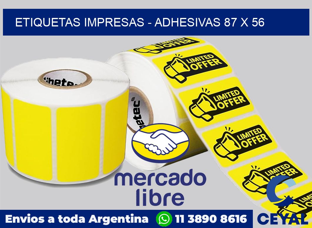 etiquetas impresas - Adhesivas 87 x 56