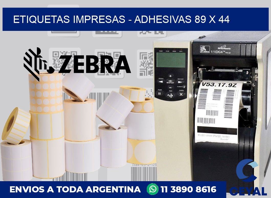 etiquetas impresas - Adhesivas 89 x 44