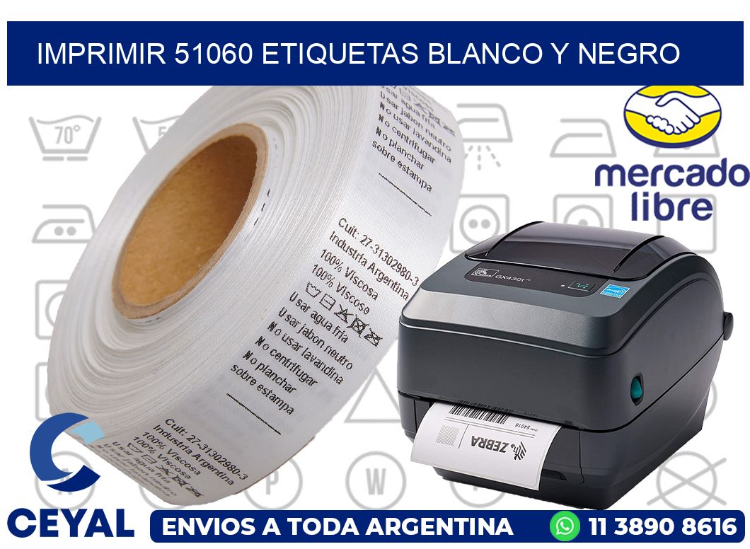 imprimir 51060 etiquetas blanco y negro