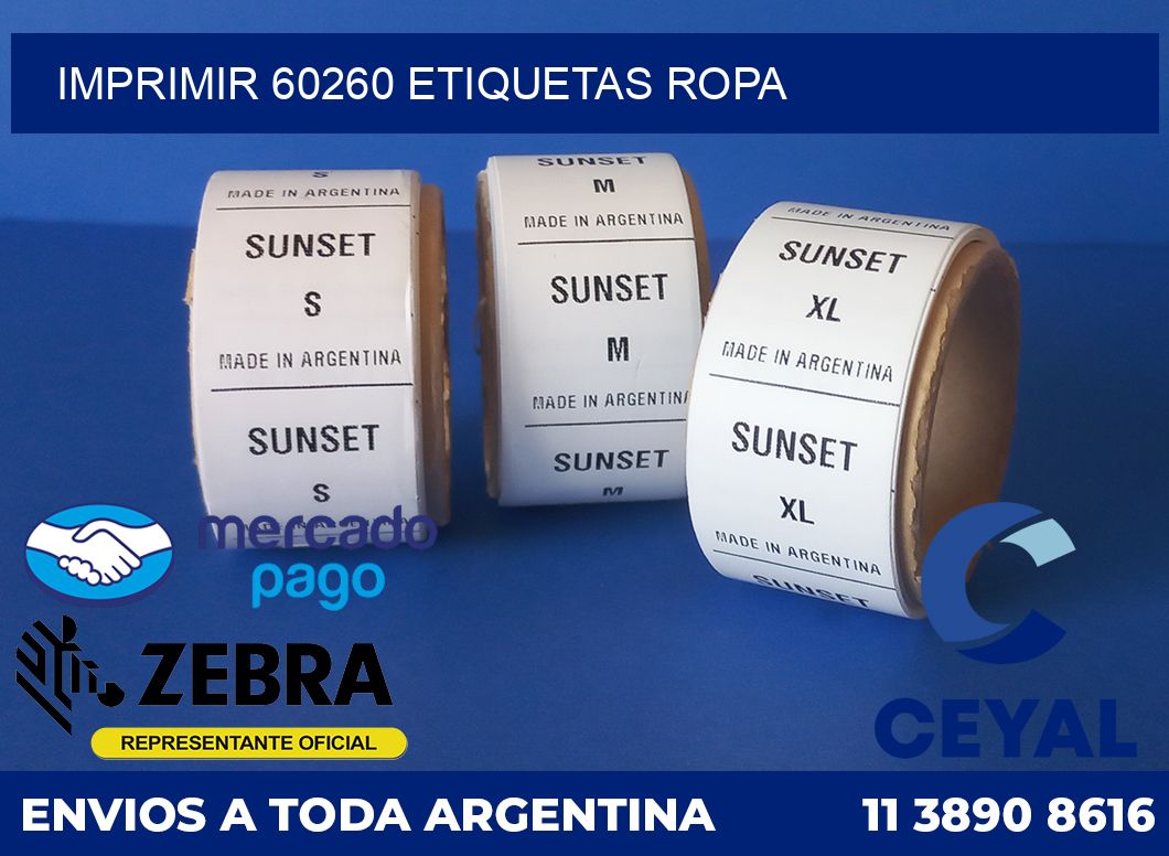 imprimir 60260 etiquetas ropa