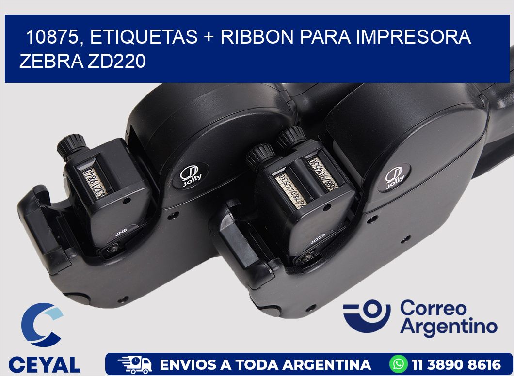 10875, etiquetas + ribbon para impresora zebra zd220