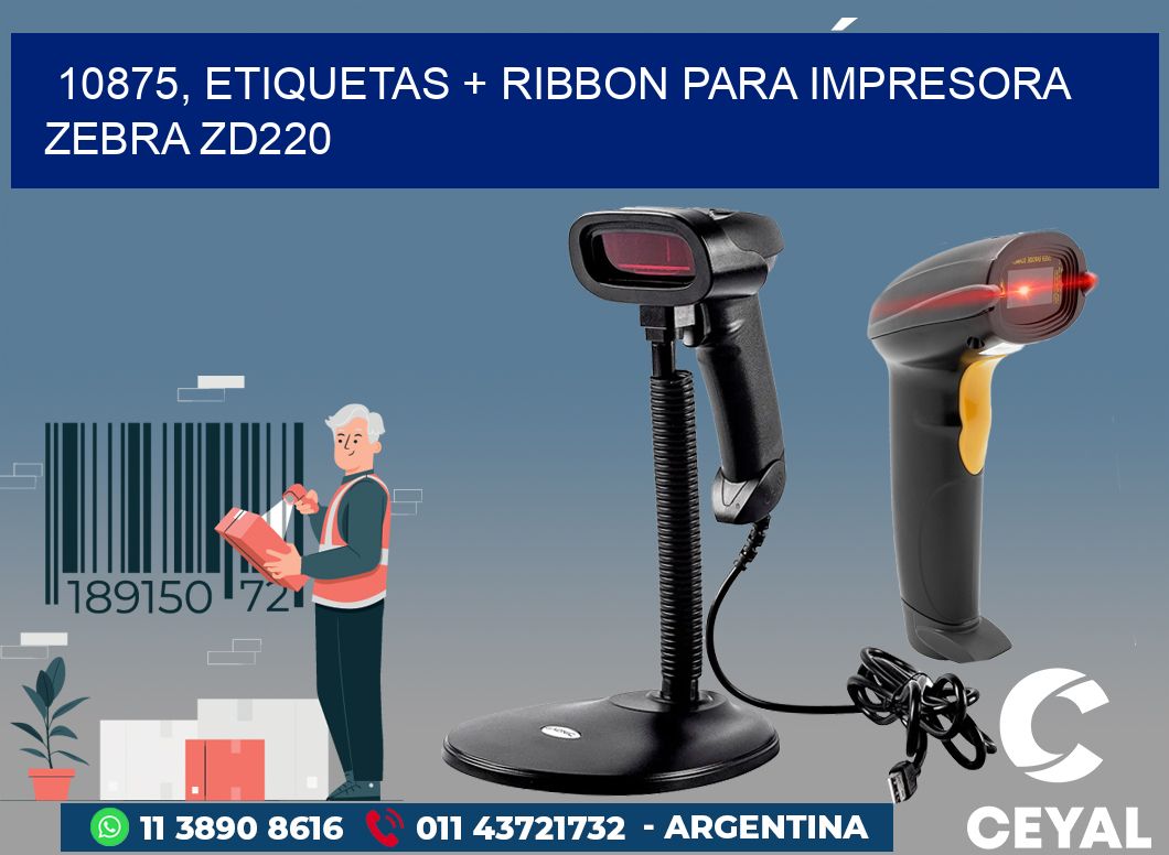 10875, etiquetas + ribbon para impresora zebra zd220