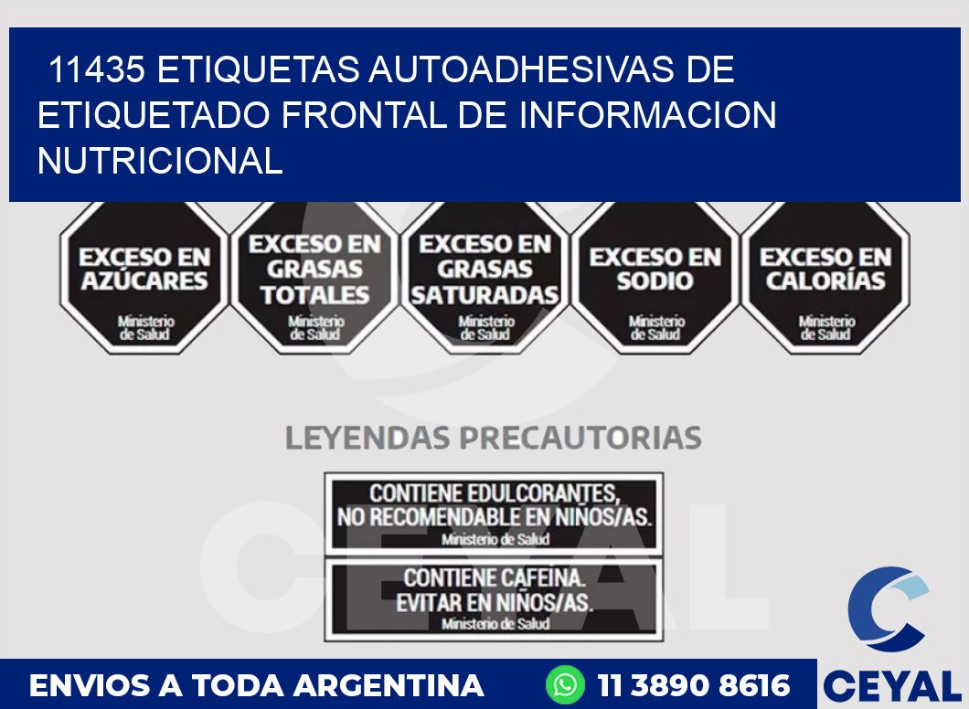 11435 ETIQUETAS AUTOADHESIVAS DE ETIQUETADO FRONTAL DE INFORMACION NUTRICIONAL