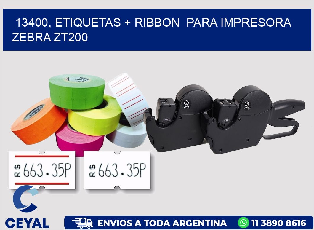 13400, etiquetas + ribbon  para impresora zebra ZT200