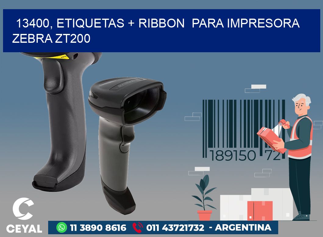 13400, etiquetas + ribbon  para impresora zebra ZT200