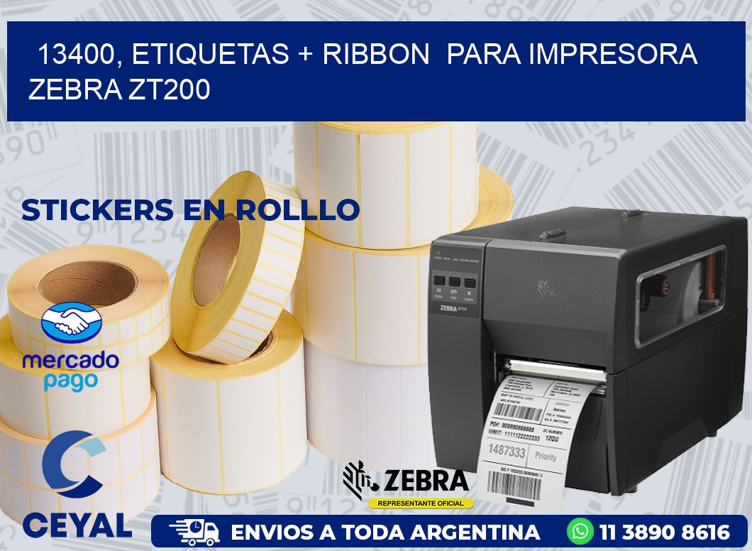 13400, etiquetas + ribbon  para impresora zebra ZT200