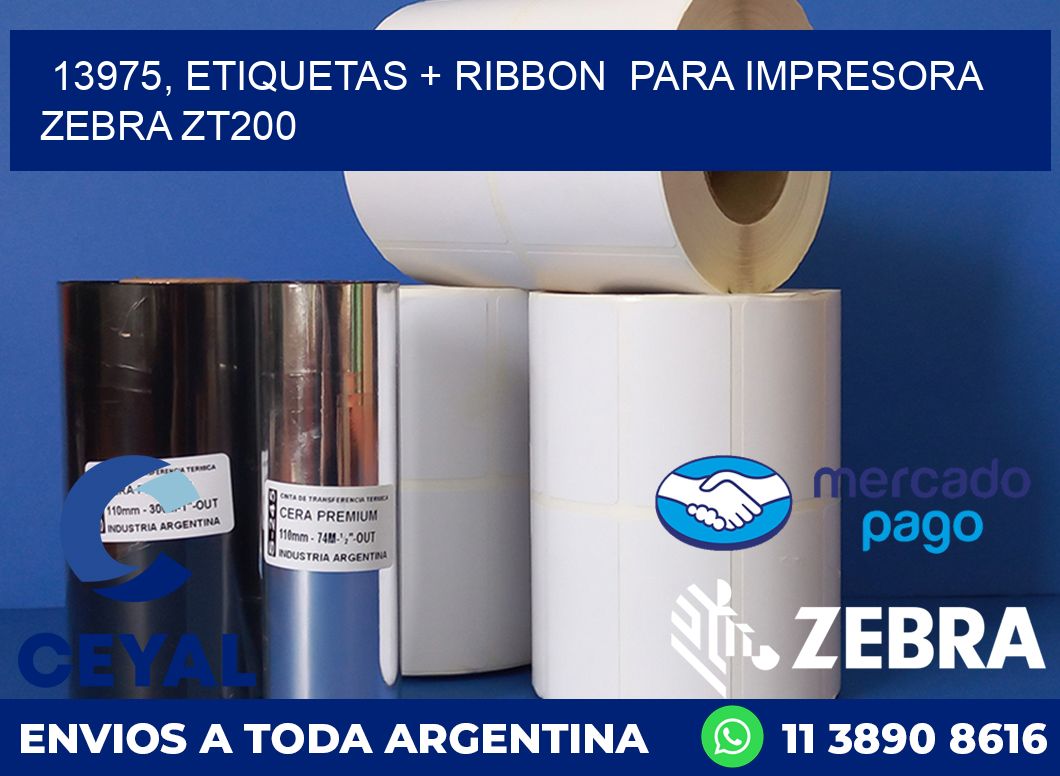 13975, etiquetas + ribbon  para impresora zebra ZT200