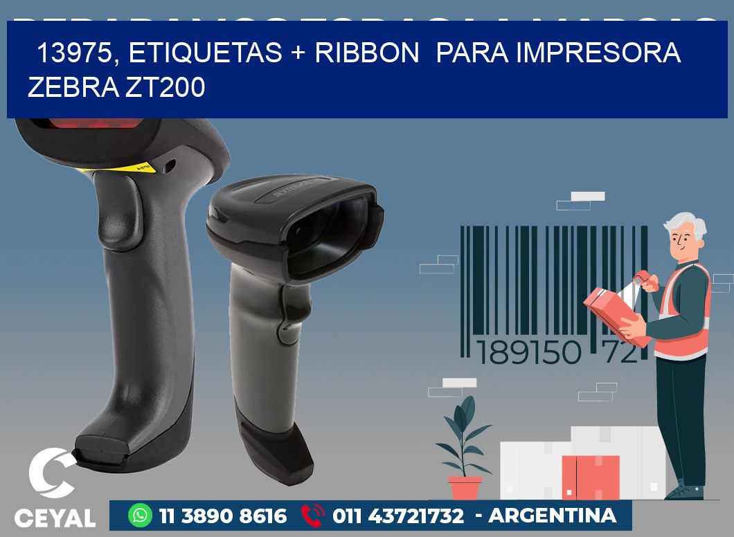 13975, etiquetas + ribbon  para impresora zebra ZT200