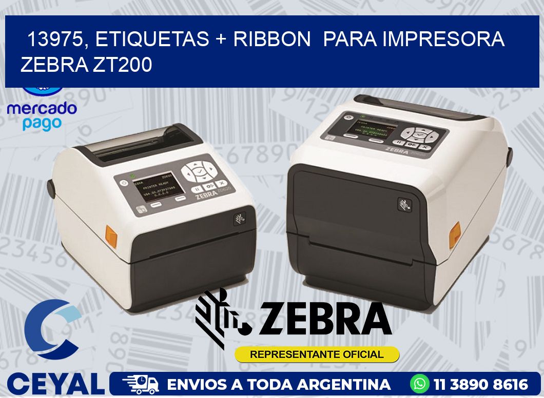 13975, etiquetas + ribbon  para impresora zebra ZT200