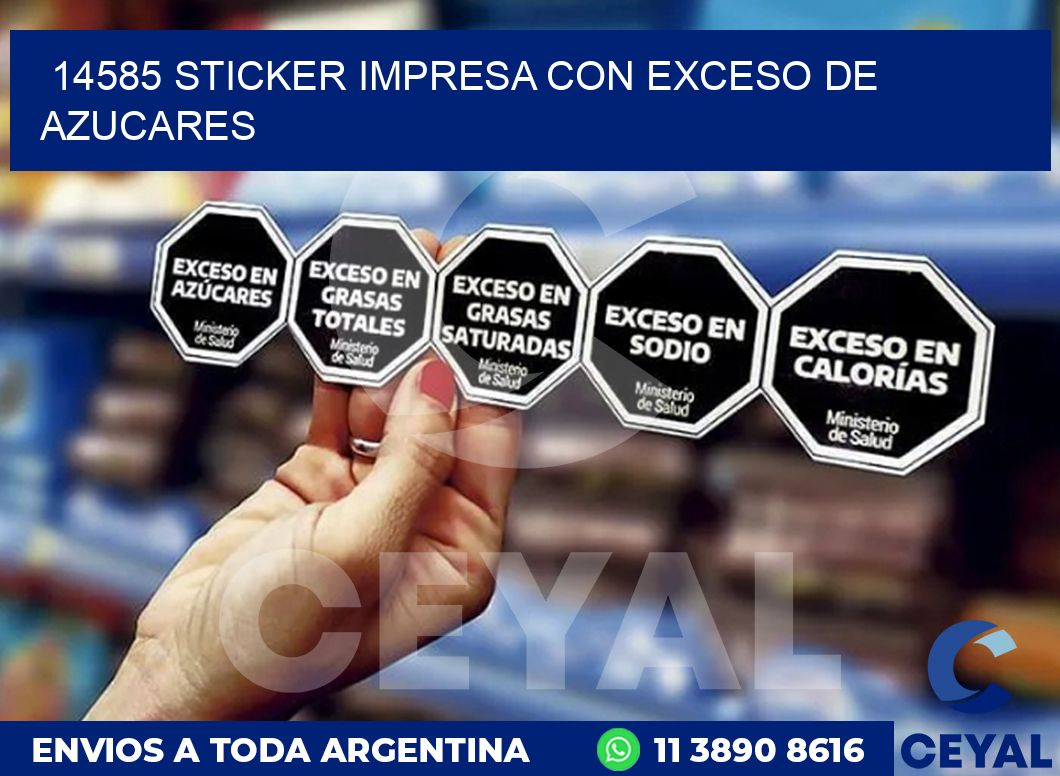 14585 STICKER IMPRESA CON EXCESO DE AZUCARES