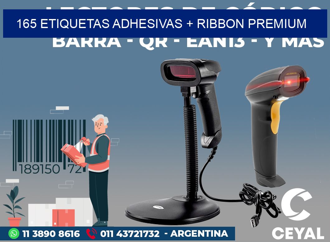 165 ETIQUETAS ADHESIVAS + RIBBON PREMIUM