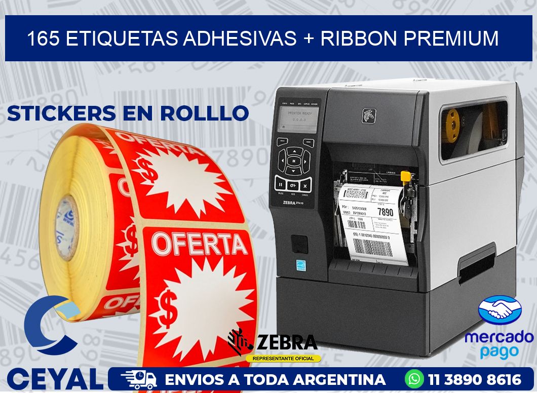 165 ETIQUETAS ADHESIVAS + RIBBON PREMIUM