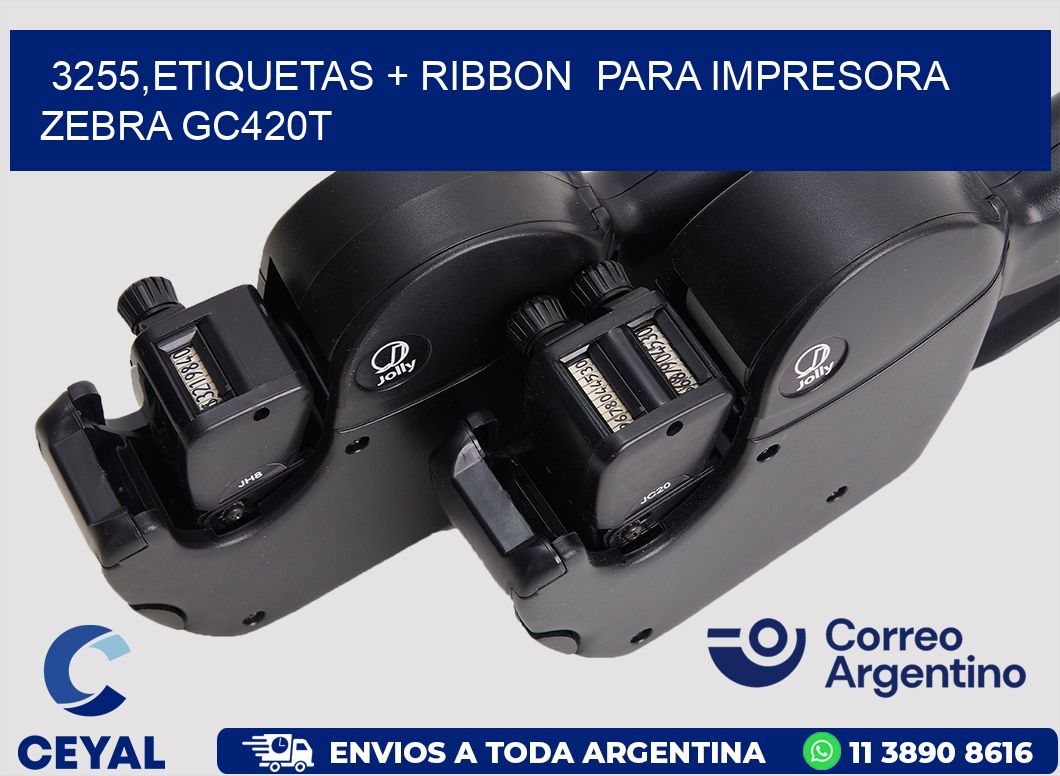 3255,etiquetas + ribbon  para impresora zebra GC420T