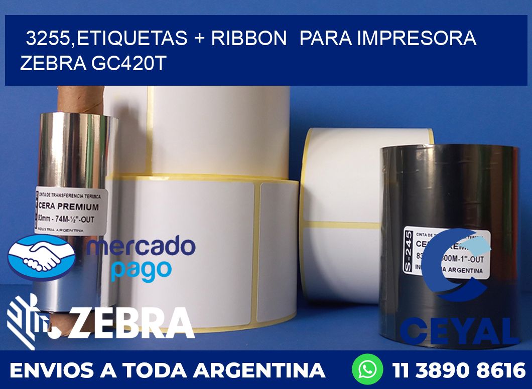 3255,etiquetas + ribbon  para impresora zebra GC420T