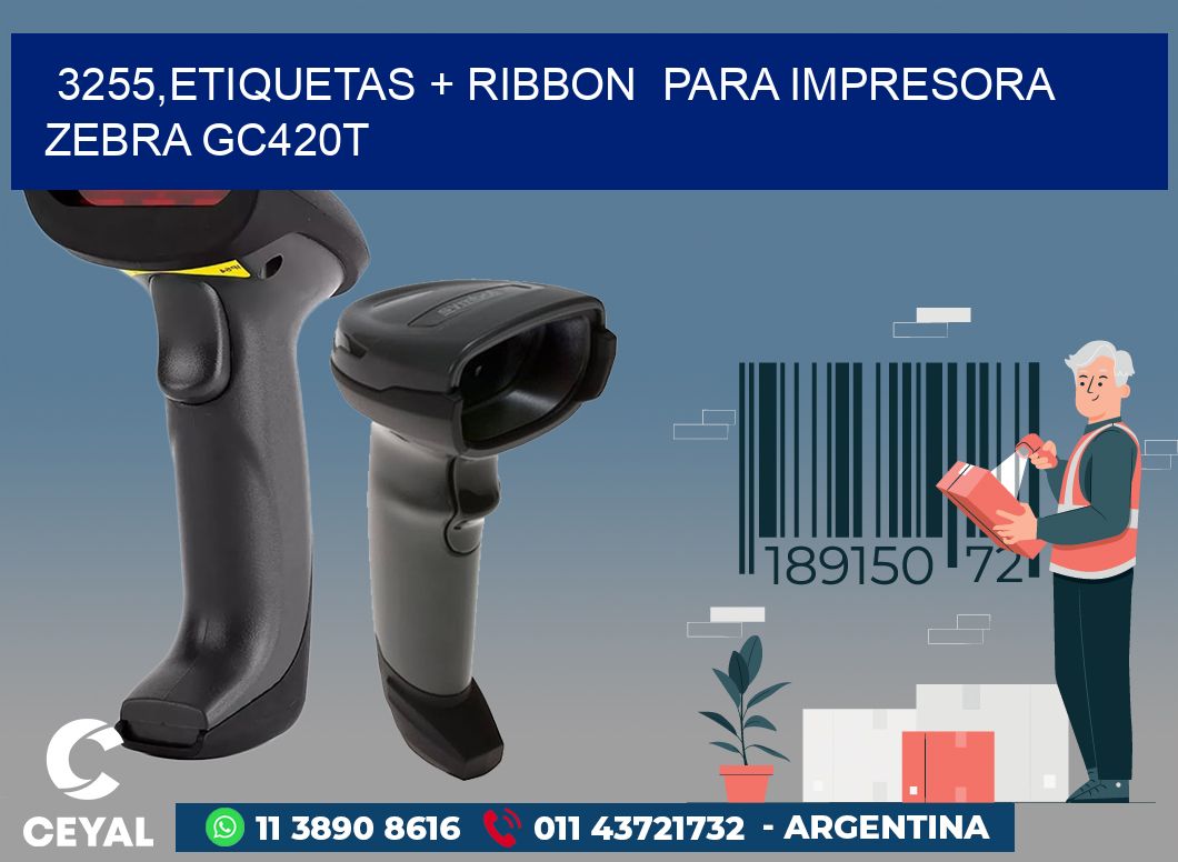 3255,etiquetas + ribbon  para impresora zebra GC420T