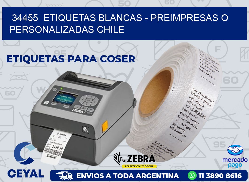 34455  ETIQUETAS BLANCAS - PREIMPRESAS O PERSONALIZADAS CHILE