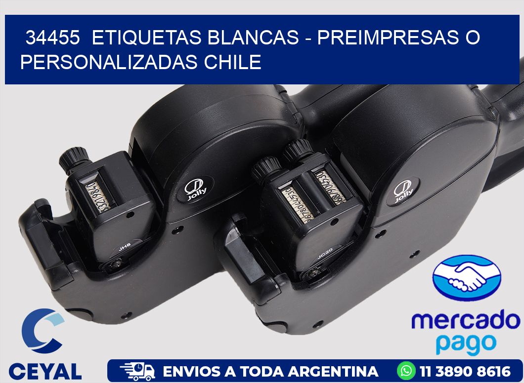 34455  ETIQUETAS BLANCAS - PREIMPRESAS O PERSONALIZADAS CHILE