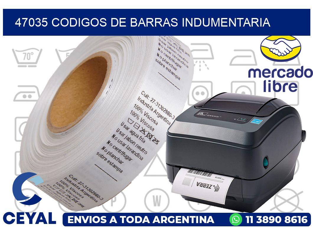 47035 CODIGOS DE BARRAS INDUMENTARIA