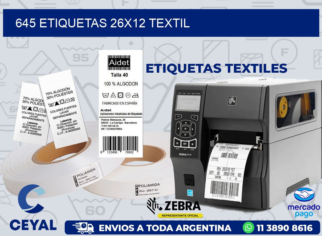 645 ETIQUETAS 26X12 TEXTIL