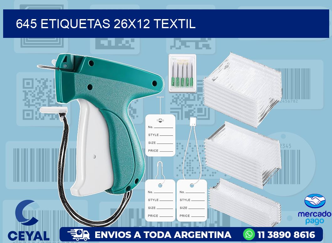 645 ETIQUETAS 26X12 TEXTIL