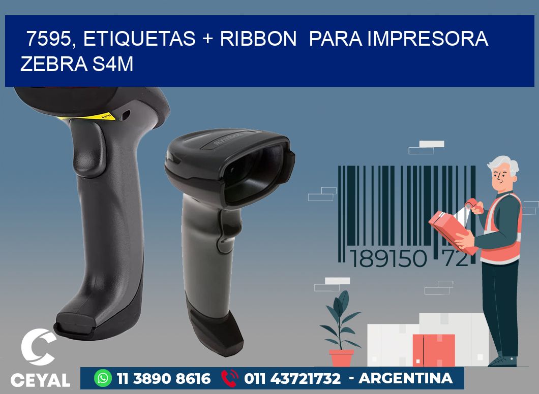 7595, etiquetas + ribbon  para impresora zebra S4M