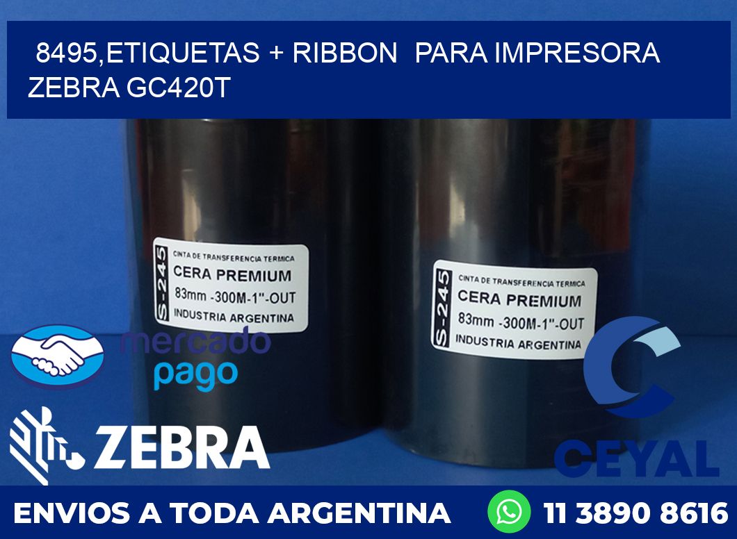 8495,etiquetas + ribbon  para impresora zebra GC420T