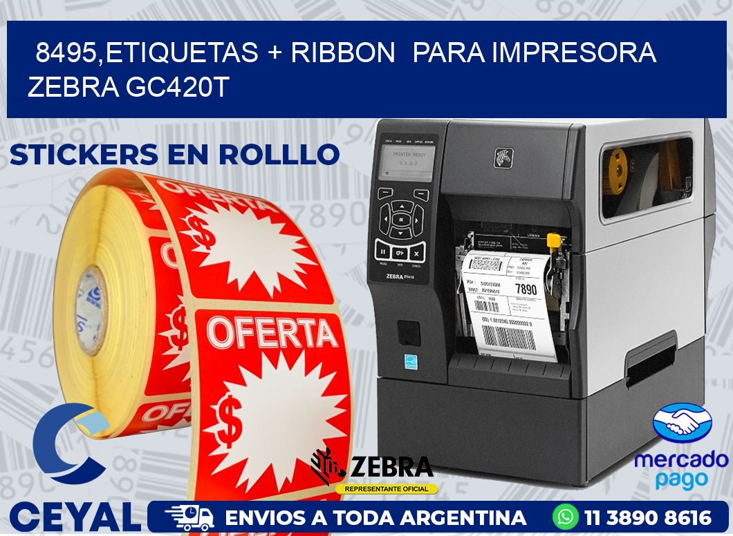 8495,etiquetas + ribbon  para impresora zebra GC420T