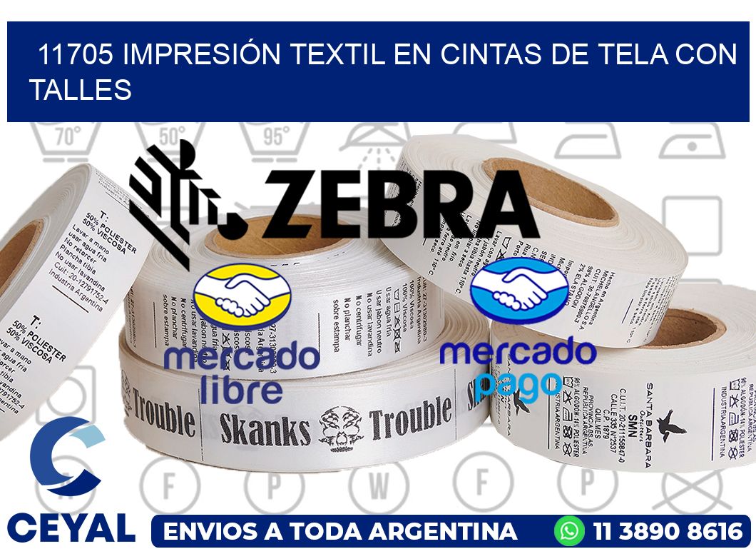 11705 IMPRESIÓN TEXTIL EN CINTAS DE TELA CON TALLES