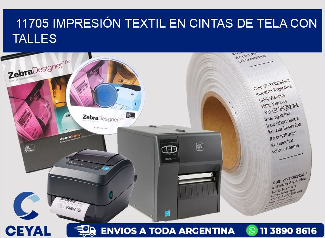 11705 IMPRESIÓN TEXTIL EN CINTAS DE TELA CON TALLES