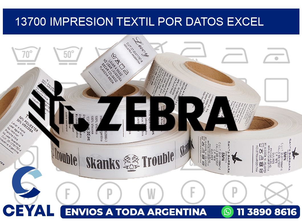 13700 IMPRESION TEXTIL POR DATOS EXCEL