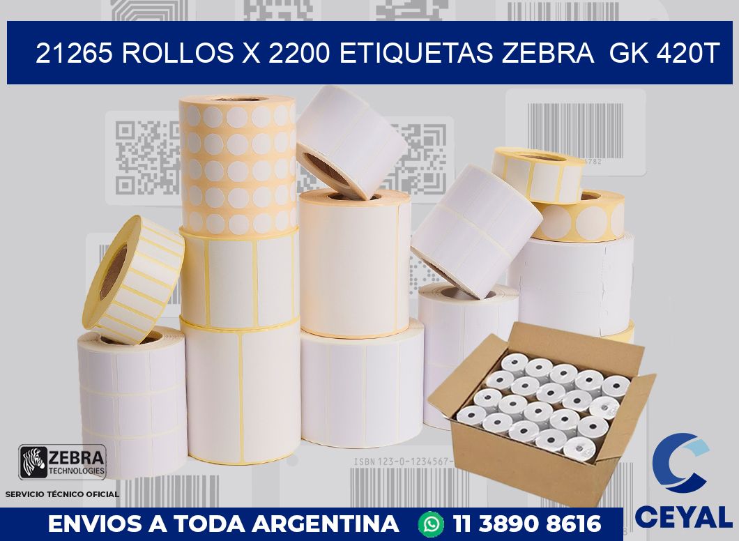 21265 Rollos x 2200 etiquetas zebra  gk 420t