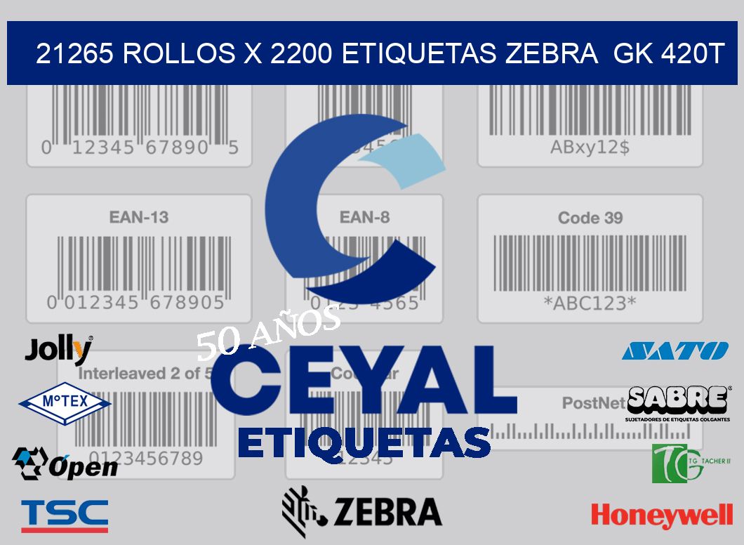 21265 Rollos x 2200 etiquetas zebra  gk 420t