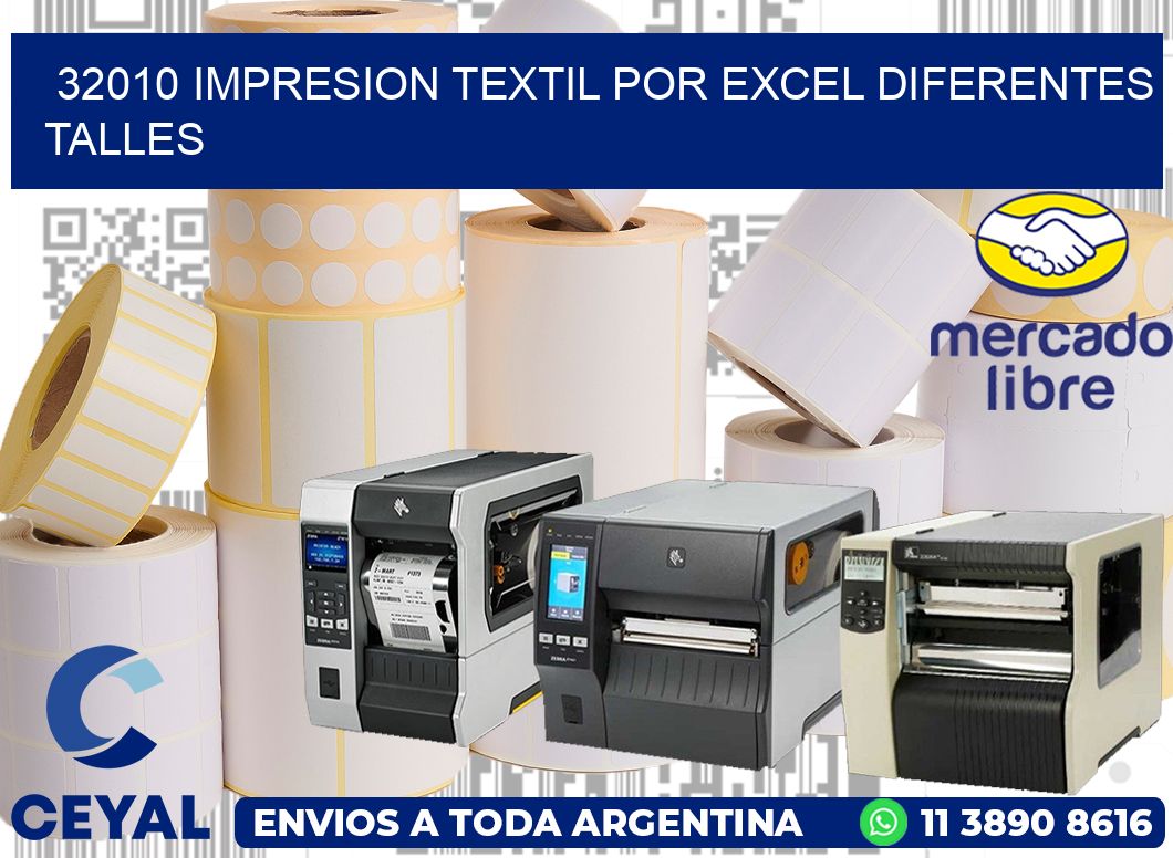 32010 IMPRESION TEXTIL POR EXCEL DIFERENTES TALLES