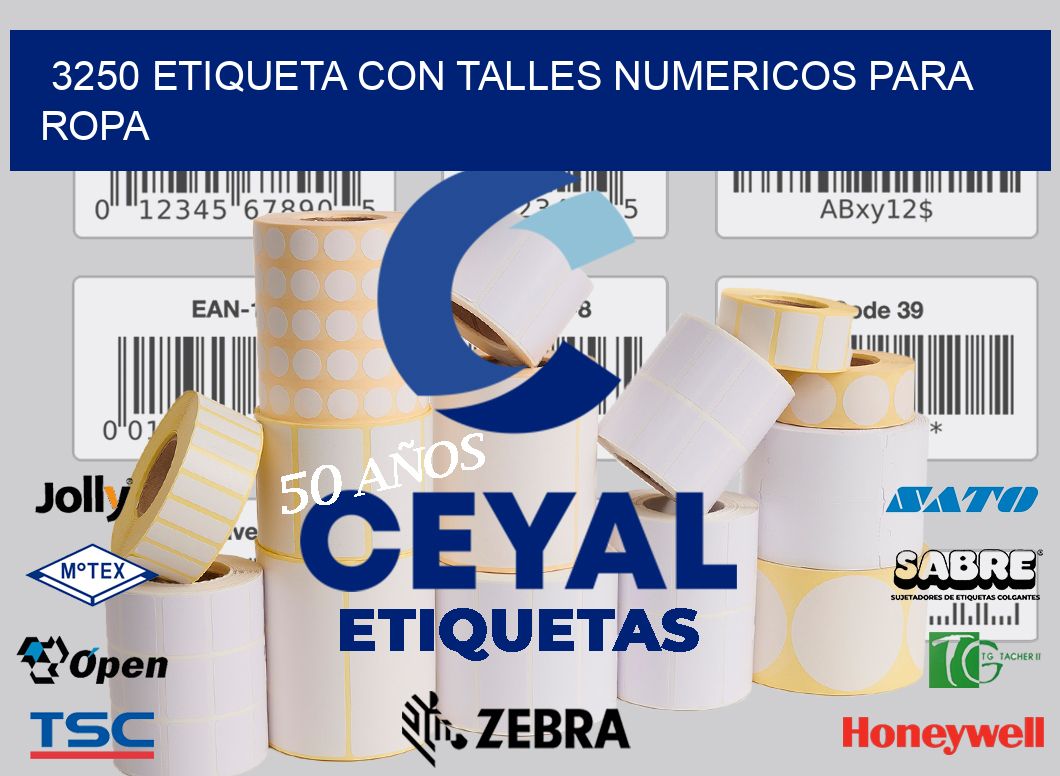 3250 ETIQUETA CON TALLES NUMERICOS PARA ROPA