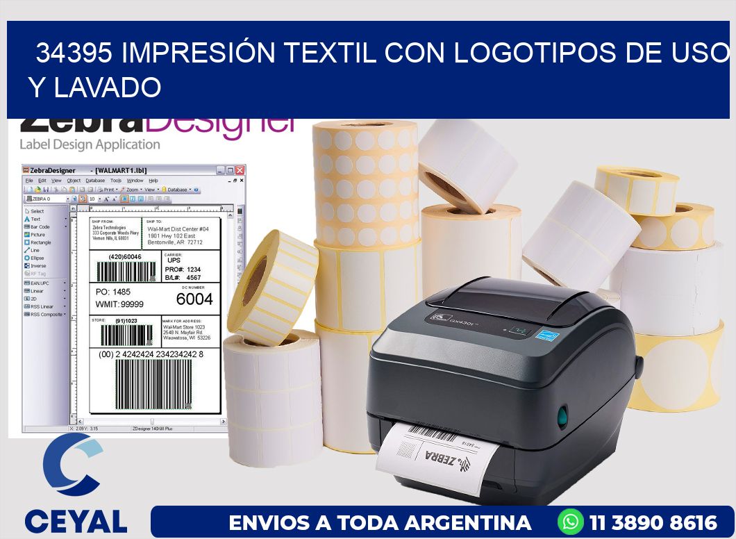 34395 IMPRESIÓN TEXTIL CON LOGOTIPOS DE USO Y LAVADO