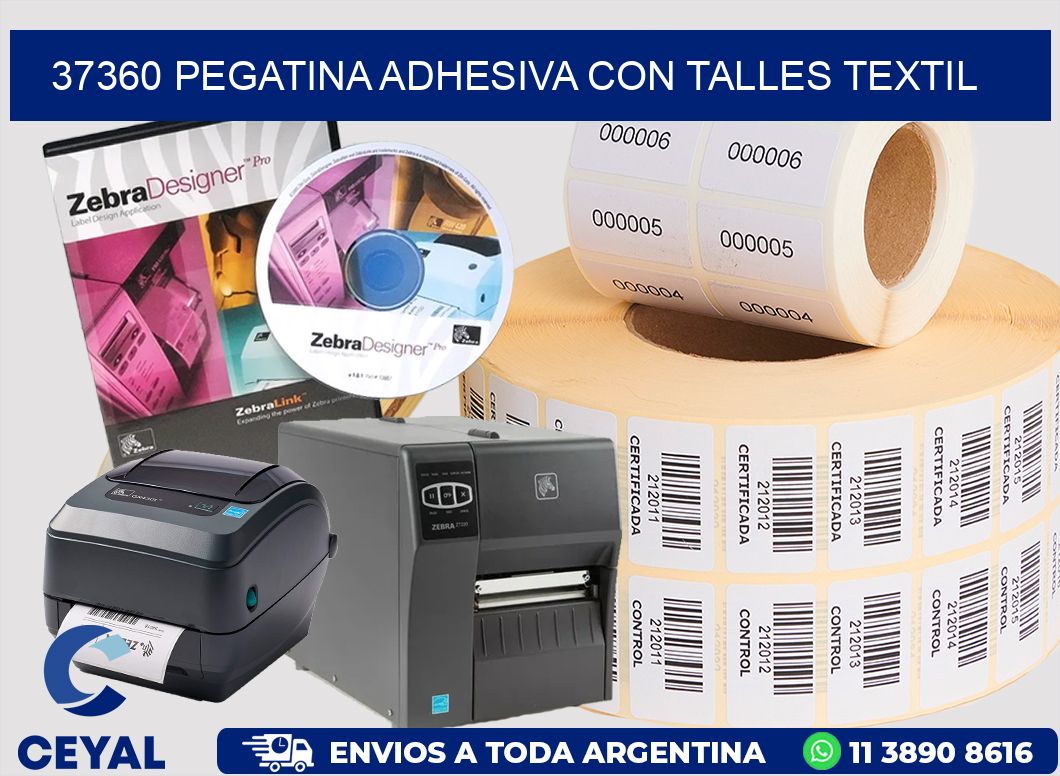 37360 PEGATINA ADHESIVA CON TALLES TEXTIL