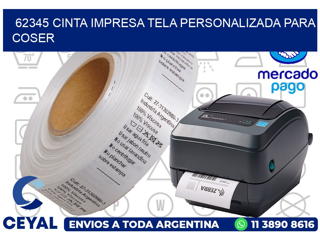 62345 CINTA IMPRESA TELA PERSONALIZADA PARA COSER