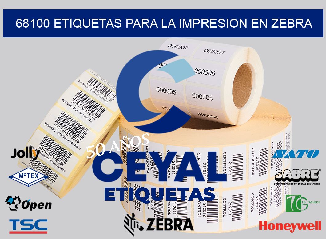 68100 ETIQUETAS PARA LA IMPRESION EN ZEBRA