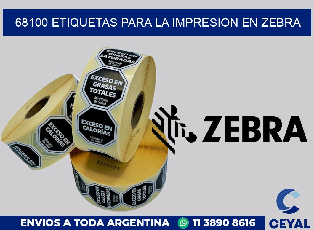 68100 ETIQUETAS PARA LA IMPRESION EN ZEBRA