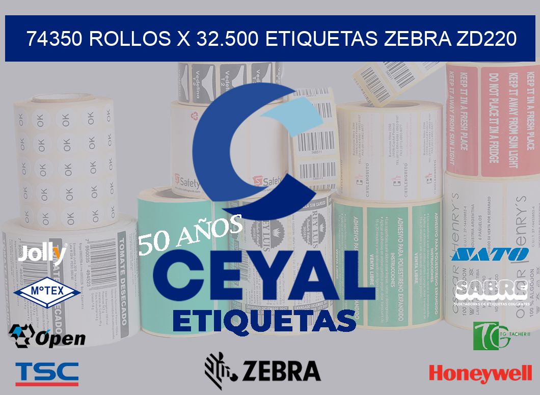 74350 Rollos x 32.500 etiquetas zebra zd220