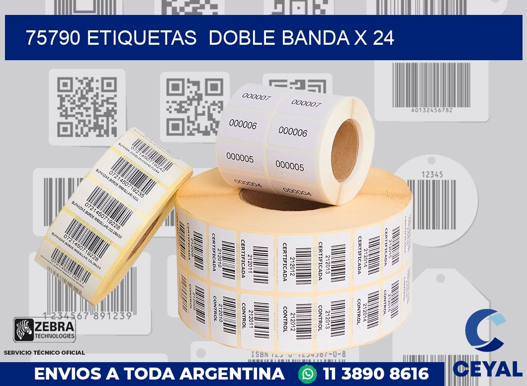 75790 etiquetas  doble banda x 24