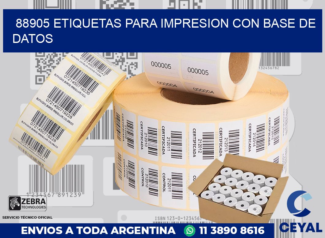 88905 ETIQUETAS PARA IMPRESION CON BASE DE DATOS